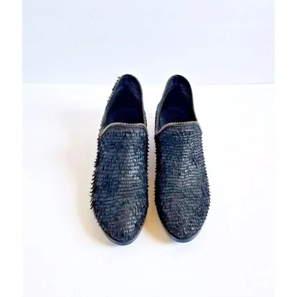 BAKERS ELITE Black Settle Frayed Leather Ankle Booties 39 8.5 Heeled Zipper Trim - Picture 12 of 12